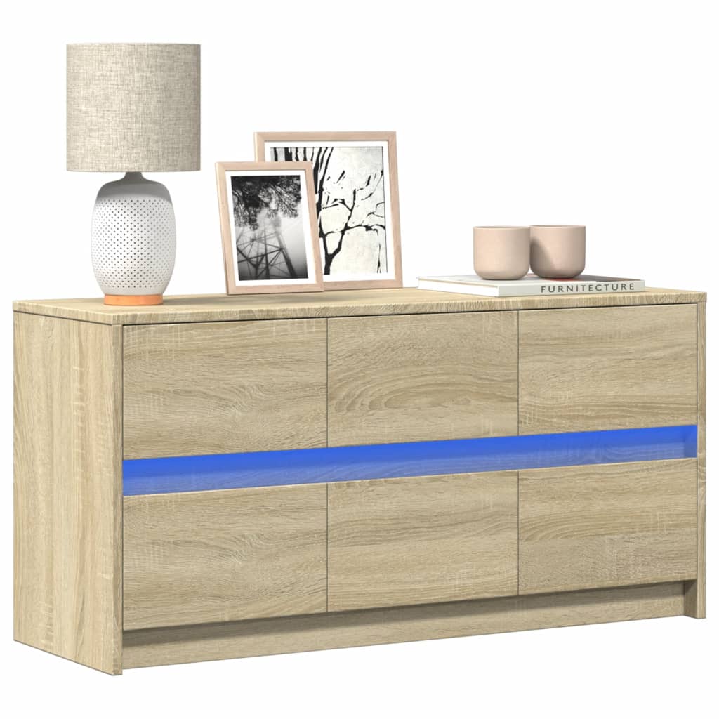 Έπιπλο Τηλεόρασης με LED Sonoma Δρυς 100x34x50 εκ. Επεξ. Ξύλο - Pakobazaar