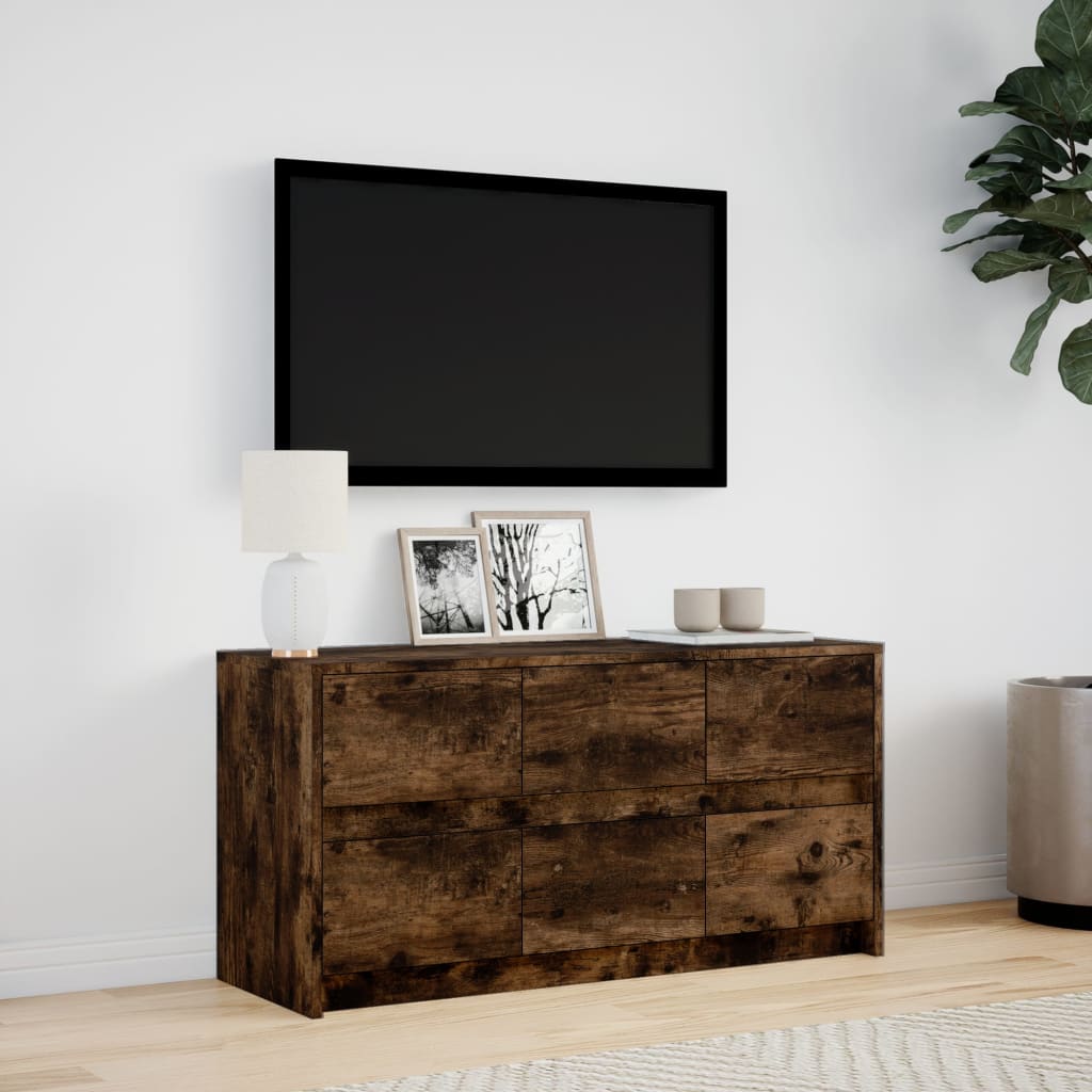 Έπιπλο Τηλεόρασης με LED Καπνιστή Δρυς 100x34x50 εκ. Επεξ. Ξύλο - Pakobazaar