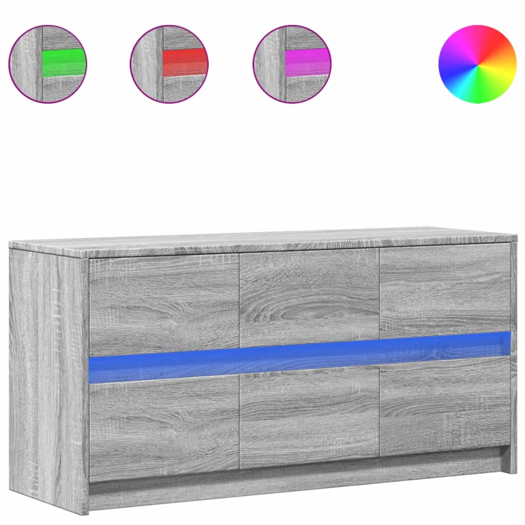 Έπιπλο Τηλεόρασης με LED Γκρι Sonoma 100x34x50 εκ. Επεξ. Ξύλο - Pakobazaar