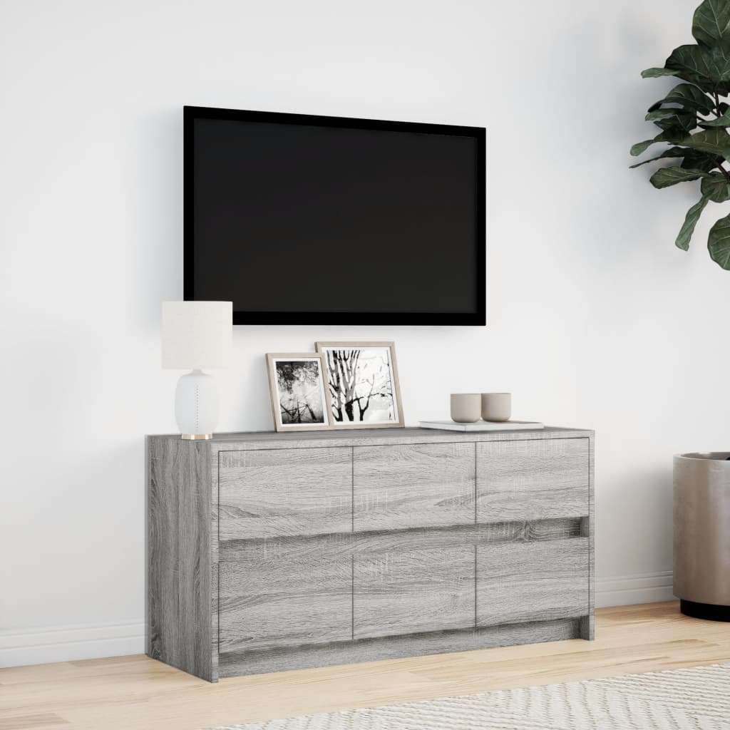Έπιπλο Τηλεόρασης με LED Γκρι Sonoma 100x34x50 εκ. Επεξ. Ξύλο - Pakobazaar