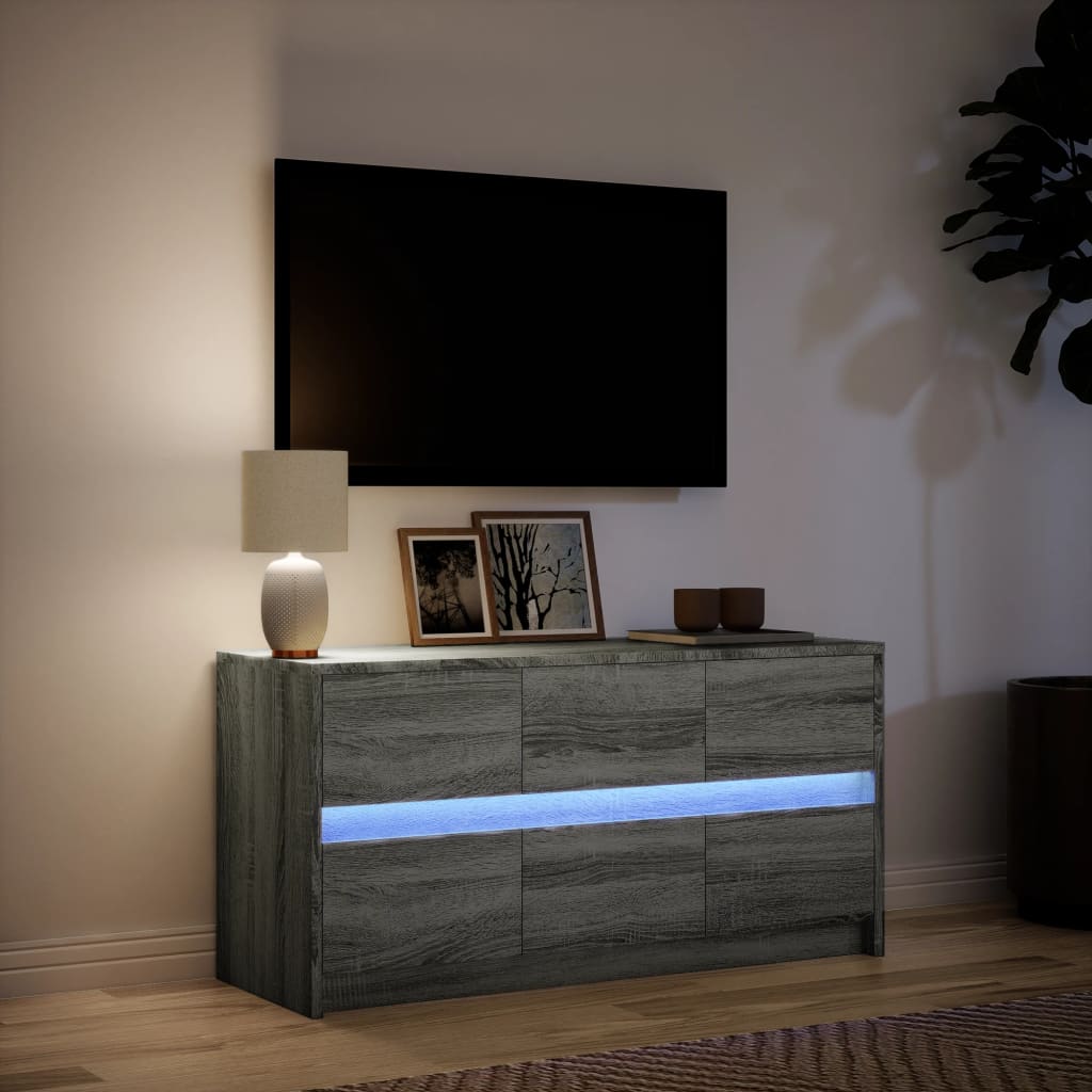 Έπιπλο Τηλεόρασης με LED Γκρι Sonoma 100x34x50 εκ. Επεξ. Ξύλο - Pakobazaar