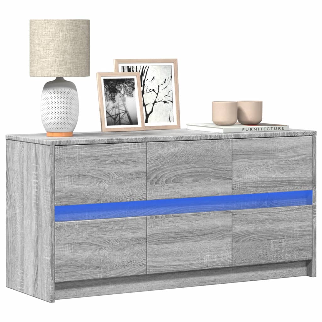 Έπιπλο Τηλεόρασης με LED Γκρι Sonoma 100x34x50 εκ. Επεξ. Ξύλο - Pakobazaar