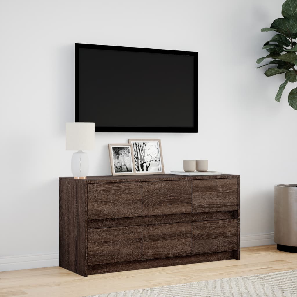 Έπιπλο Τηλεόρασης με LED Καφέ Δρυς 100x34x50 εκ. από Επεξ. Ξύλο - Pakobazaar