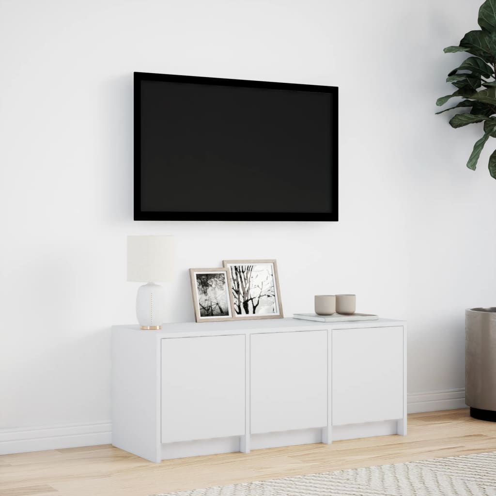 Έπιπλο Τηλεόρασης με LED Λευκό 97x34x40 εκ. από Επεξ. Ξύλο - Pakobazaar
