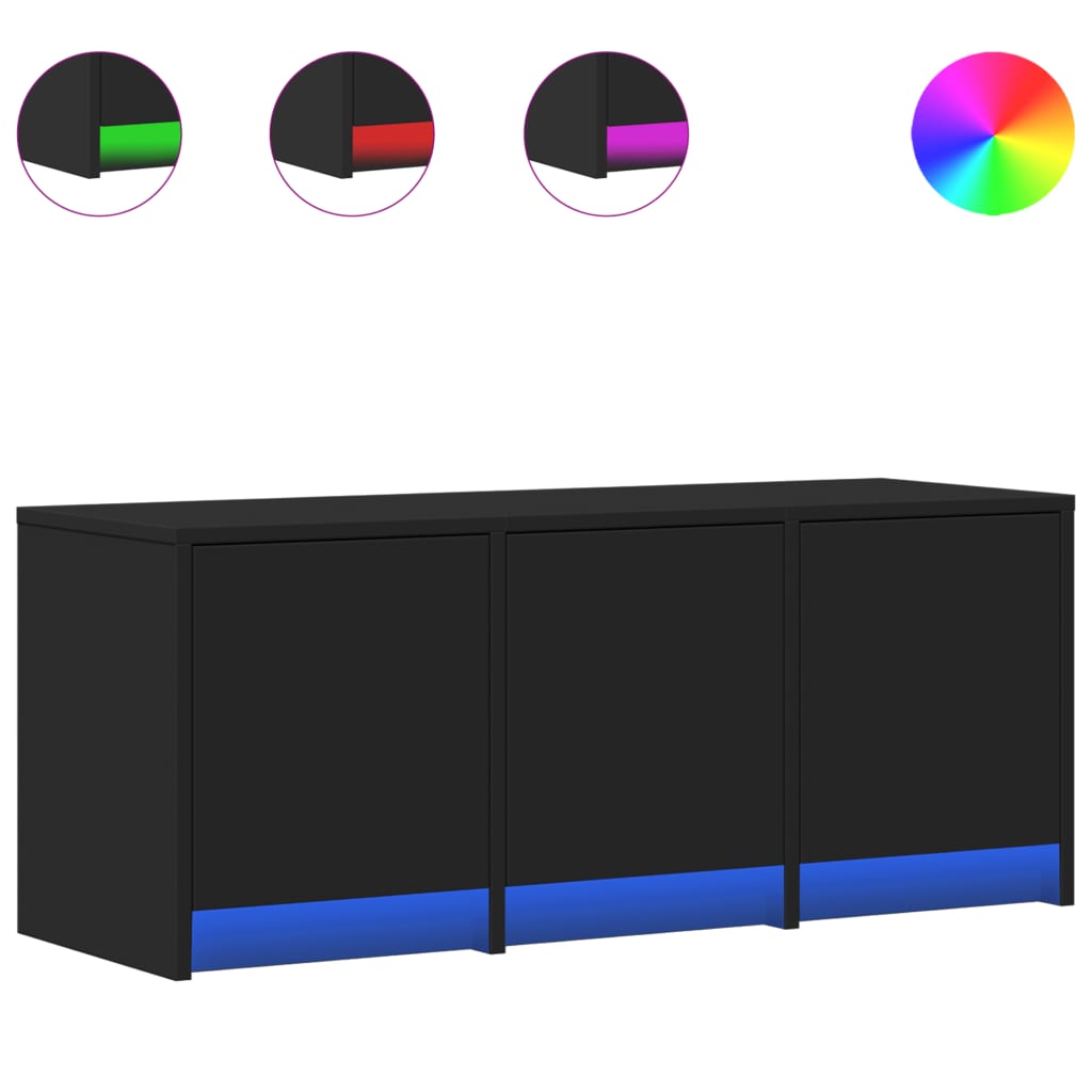 Έπιπλο Τηλεόρασης με LED Μαύρο 97x34x40 εκ. από Επεξ. Ξύλο - Pakobazaar