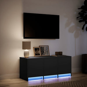 Έπιπλο Τηλεόρασης με LED Μαύρο 97x34x40 εκ. από Επεξ. Ξύλο - Pakobazaar