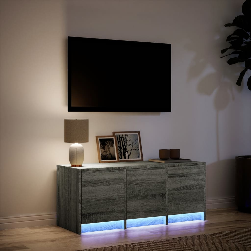 Έπιπλο Τηλεόρασης με LED Γκρι Sonoma 97x34x40 εκ. Επεξ. Ξύλο - Pakobazaar