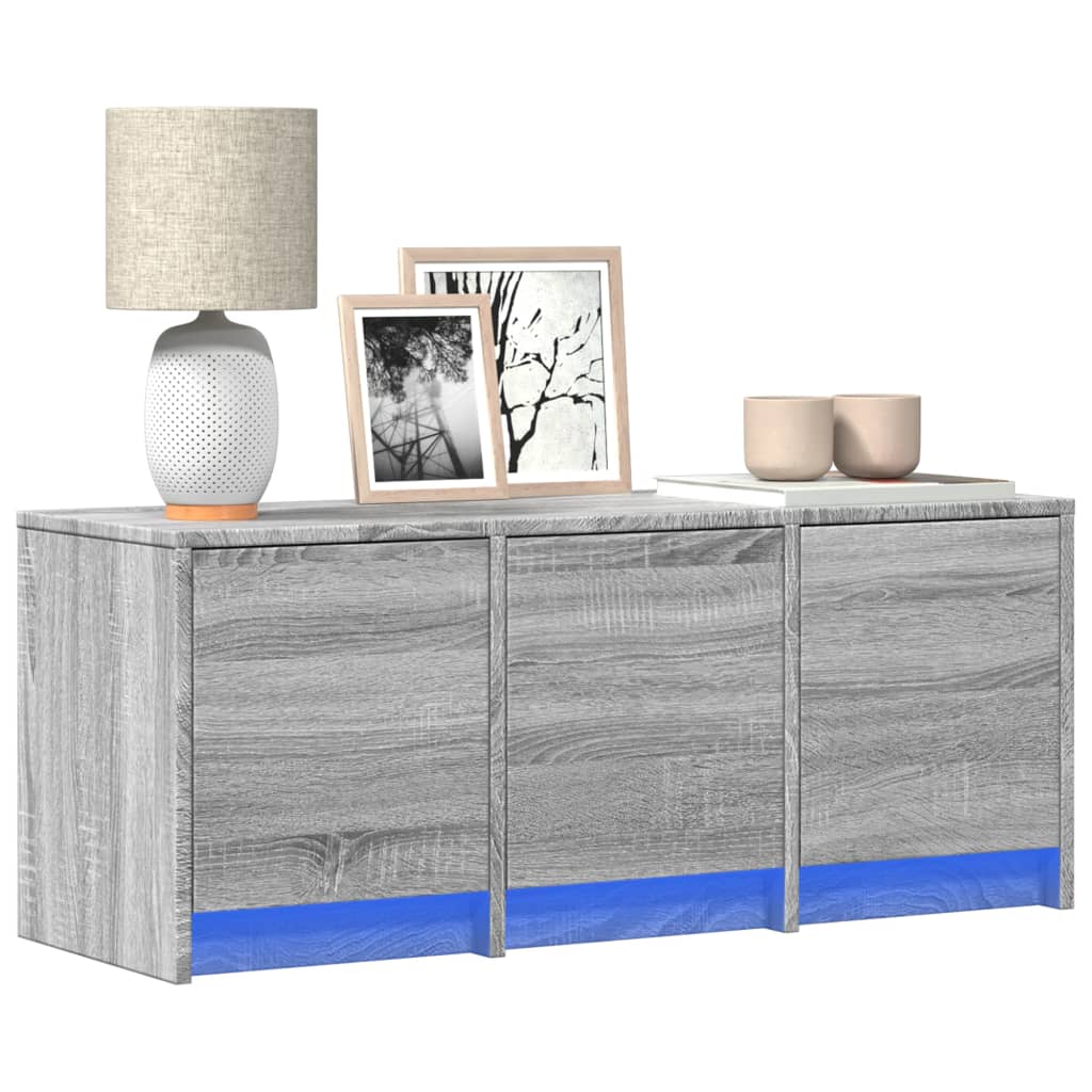 Έπιπλο Τηλεόρασης με LED Γκρι Sonoma 97x34x40 εκ. Επεξ. Ξύλο - Pakobazaar