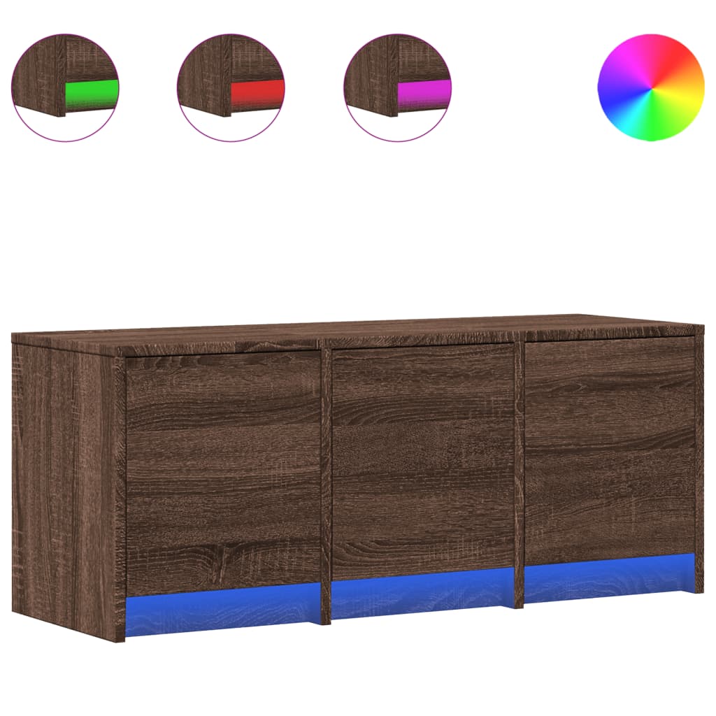 Έπιπλο Τηλεόρασης με LED Καφέ Δρυς 97x34x40 εκ. από Επεξ. Ξύλο - Pakobazaar