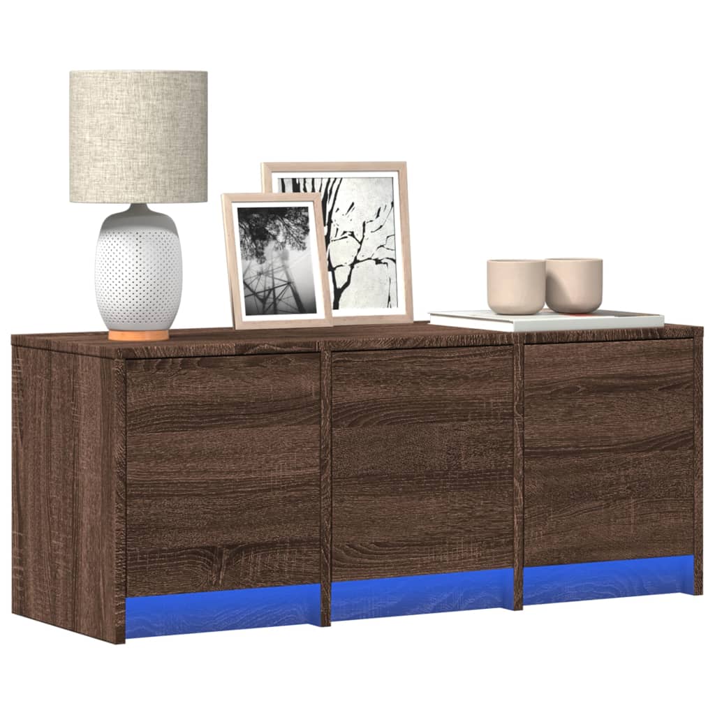 Έπιπλο Τηλεόρασης με LED Καφέ Δρυς 97x34x40 εκ. από Επεξ. Ξύλο - Pakobazaar