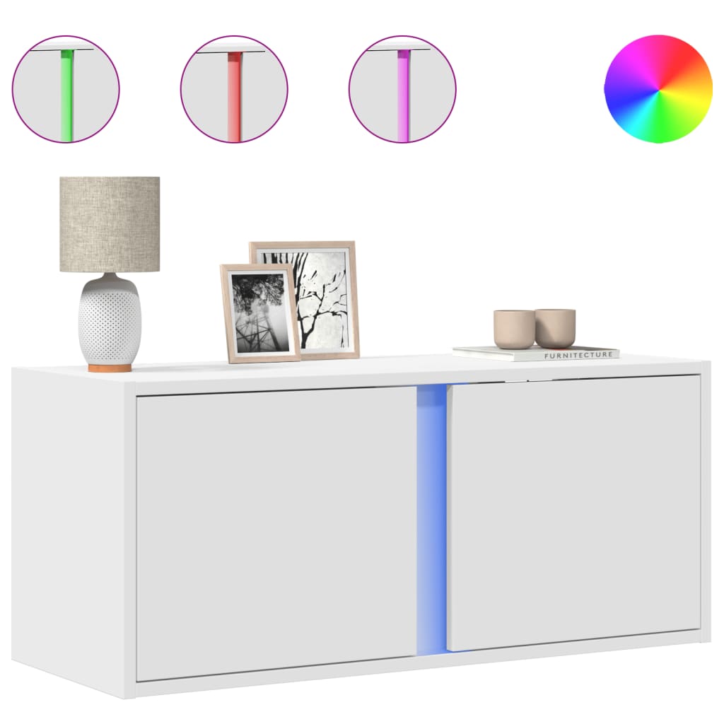 Έπιπλο Τοίχου Τηλεόρασης με LED Λευκό 80x31x35 εκ. - Pakobazaar