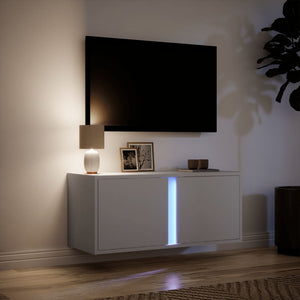 Έπιπλο Τοίχου Τηλεόρασης με LED Λευκό 80x31x35 εκ. - Pakobazaar