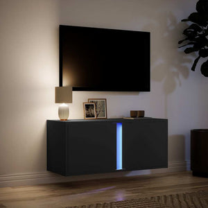 Έπιπλο Τοίχου Τηλεόρασης με LED Μαύρο 80x31x35 εκ. - Pakobazaar
