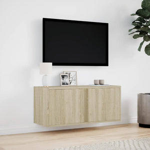 Έπιπλο Τοίχου Τηλεόρασης με LED Sonoma Δρυς 80x31x35 εκ.