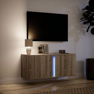 Έπιπλο Τοίχου Τηλεόρασης με LED Sonoma Δρυς 80x31x35 εκ.