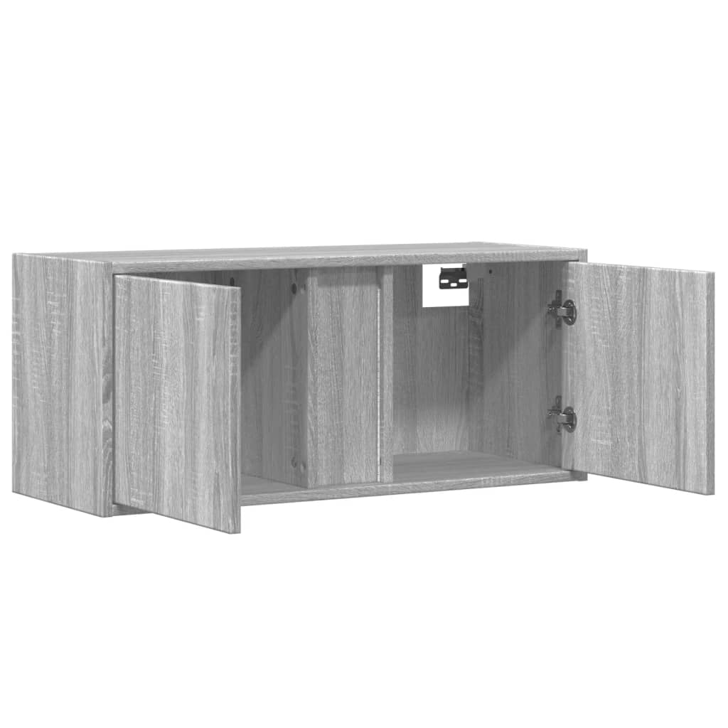 Έπιπλο Τοίχου Τηλεόρασης με LED Γκρι Sonoma 80x31x35 εκ. - Pakobazaar