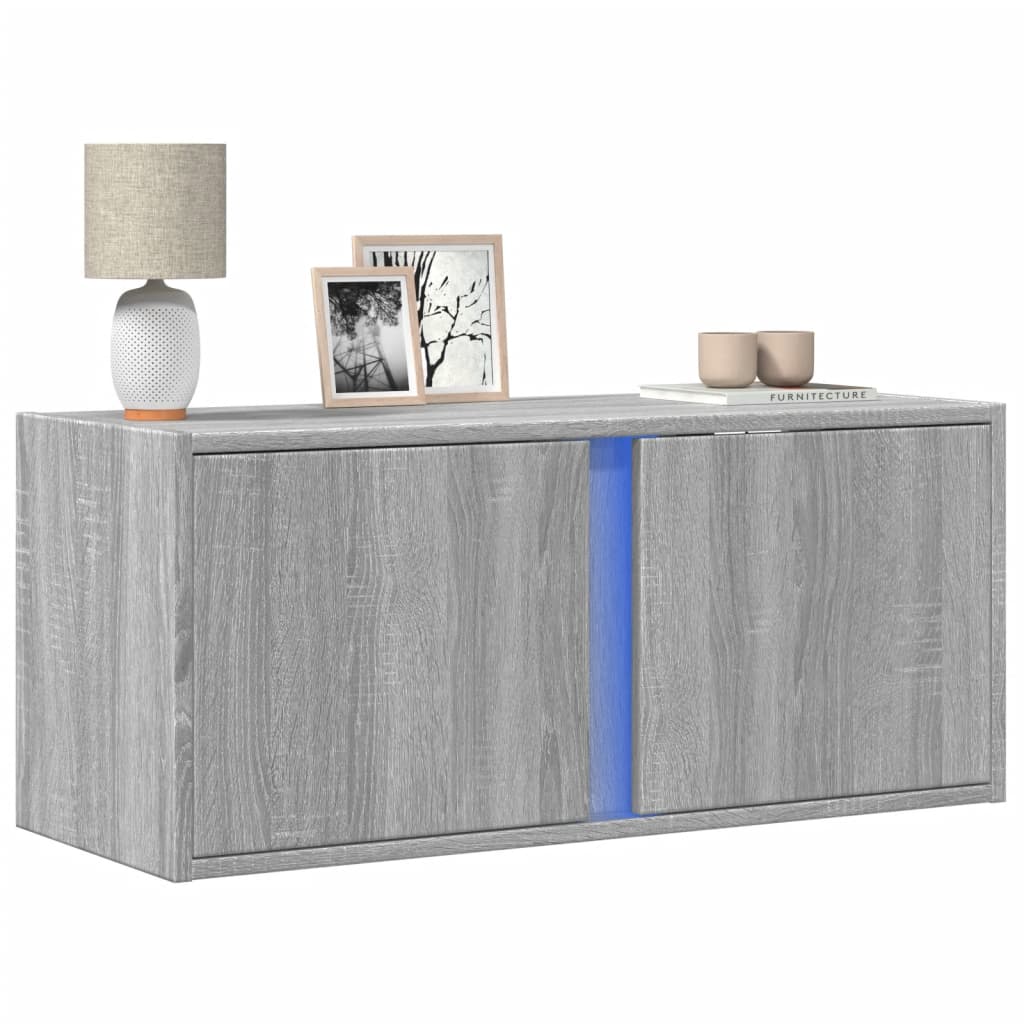Έπιπλο Τοίχου Τηλεόρασης με LED Γκρι Sonoma 80x31x35 εκ. - Pakobazaar