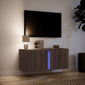 Έπιπλο Τοίχου Τηλεόρασης με LED Καφέ Δρυς 80x31x35 εκ. - Pakobazaar