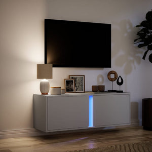 Έπιπλο Τοίχου Τηλεόρασης με LED Λευκό 100x31x35 εκ. - Pakobazaar