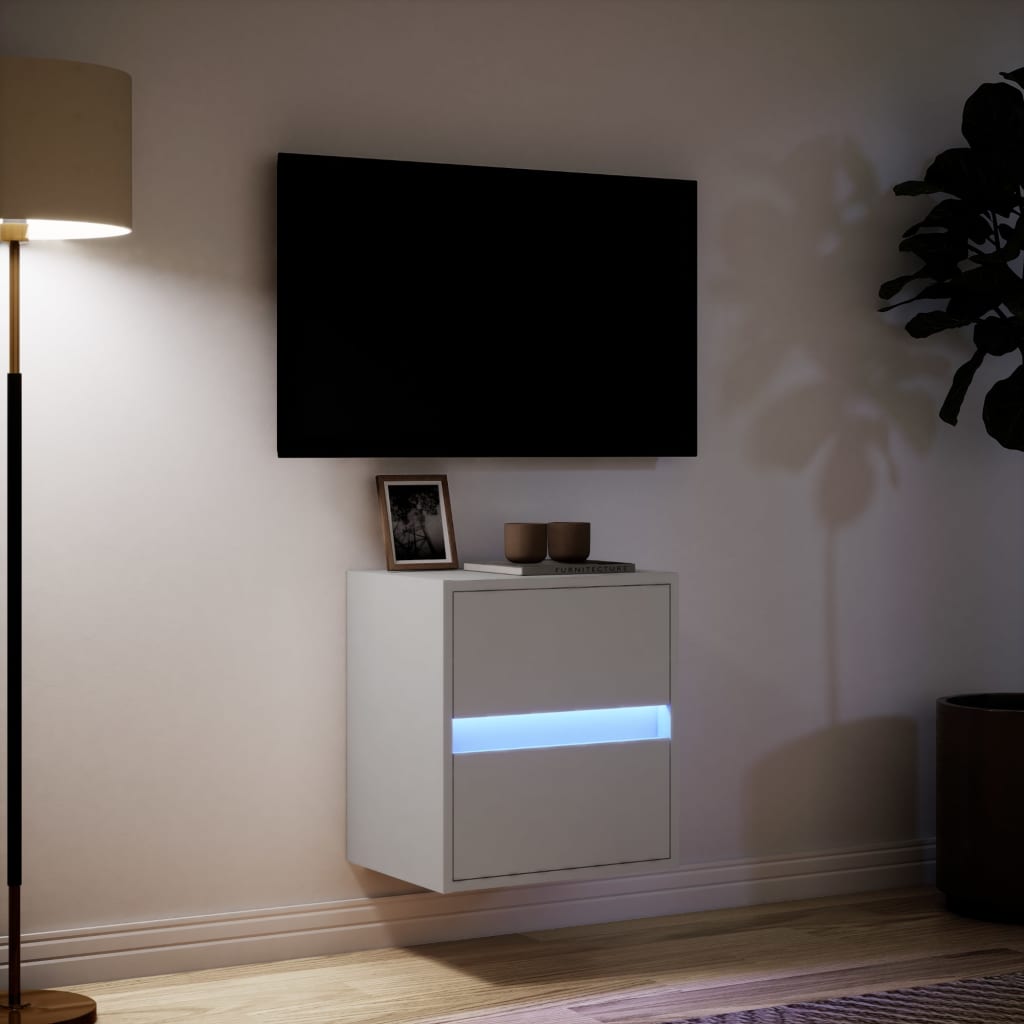 Έπιπλο Τοίχου Τηλεόρασης με LED Λευκό 41x31x45 εκ.