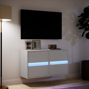 Έπιπλα Τοίχου Τηλεόρασης με LED 2 Τεμ. Λευκά 41x31x45 εκ. - Pakobazaar