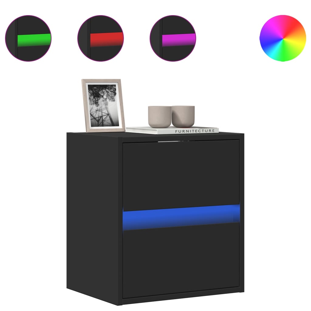 Έπιπλο Τοίχου Τηλεόρασης με LED Μαύρο 41x31x45 εκ. - Pakobazaar