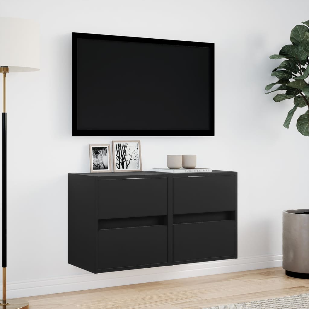 Έπιπλα Τοίχου Τηλεόρασης με LED 2 Τεμ. Μαύρα 41x31x45 εκ. - Pakobazaar