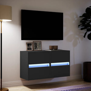 Έπιπλα Τοίχου Τηλεόρασης με LED 2 Τεμ. Μαύρα 41x31x45 εκ. - Pakobazaar