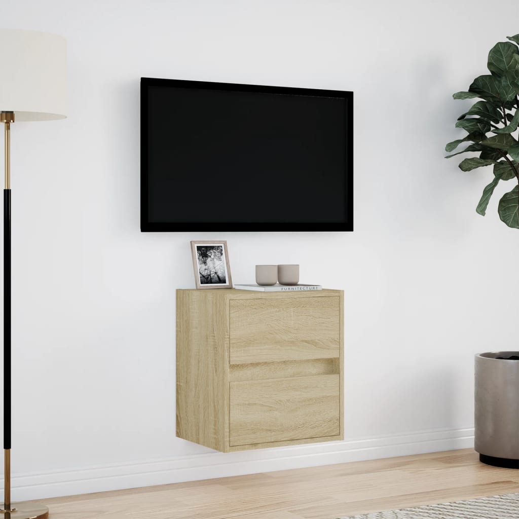 Έπιπλο Τοίχου Τηλεόρασης με LED Sonoma Δρυς 41x31x45 εκ. - Pakobazaar