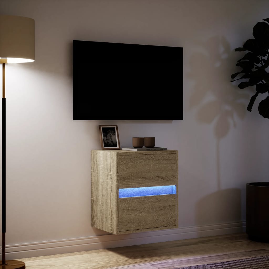 Έπιπλο Τοίχου Τηλεόρασης με LED Sonoma Δρυς 41x31x45 εκ. - Pakobazaar