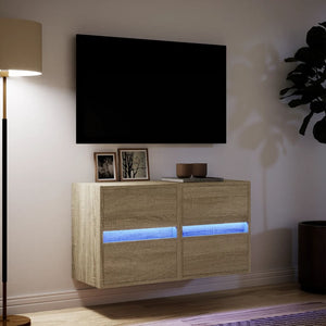 Έπιπλα Τοίχου Τηλ. με LED 2 Τεμ. Sonoma Δρυς 41x31x45 εκ. - Pakobazaar