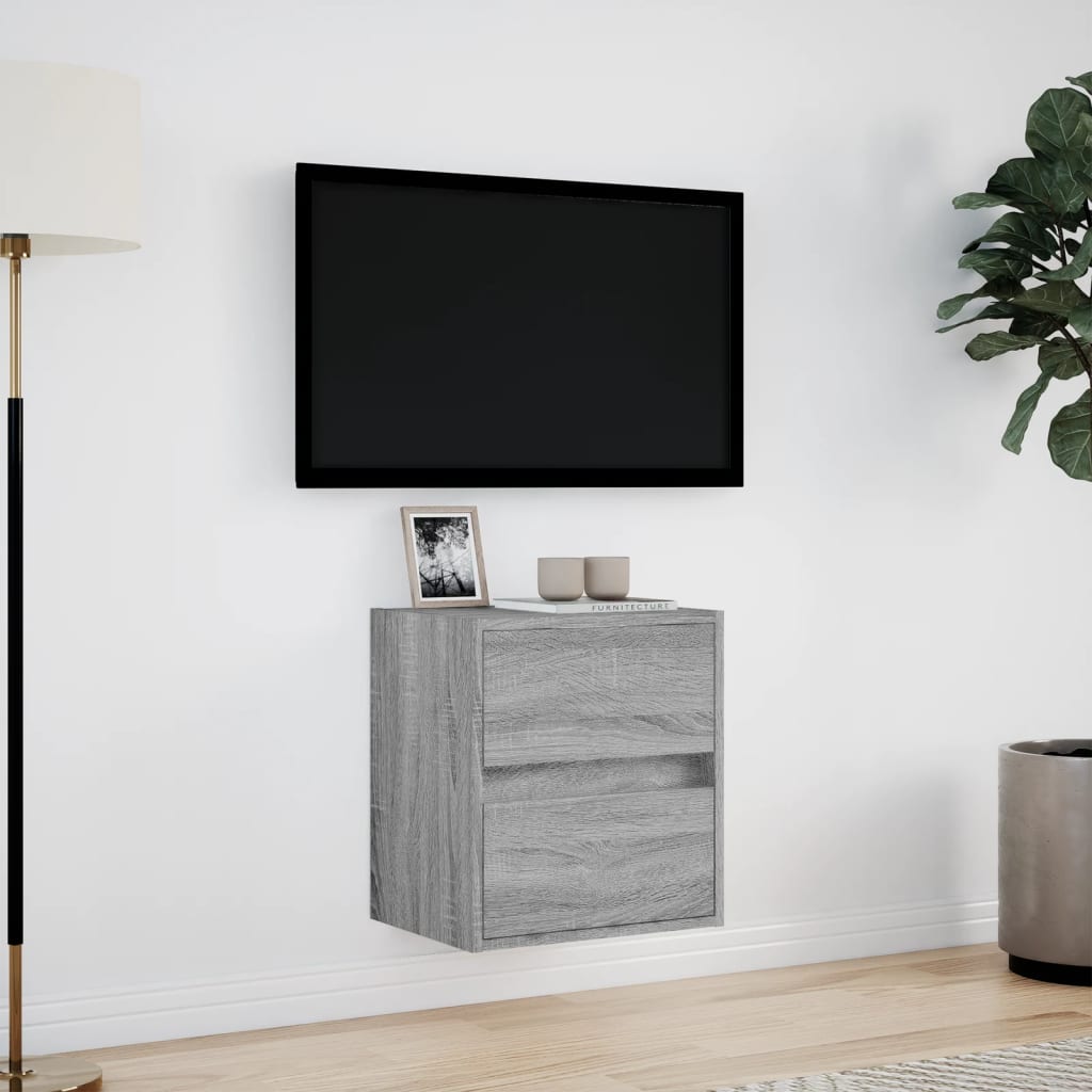 Έπιπλο Τοίχου Τηλεόρασης με LED Γκρι Sonoma 41x31x45 εκ. - Pakobazaar