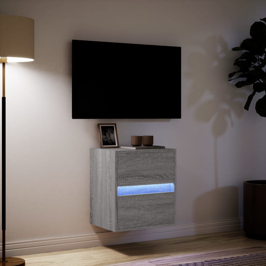 Έπιπλο Τοίχου Τηλεόρασης με LED Γκρι Sonoma 41x31x45 εκ. - Pakobazaar