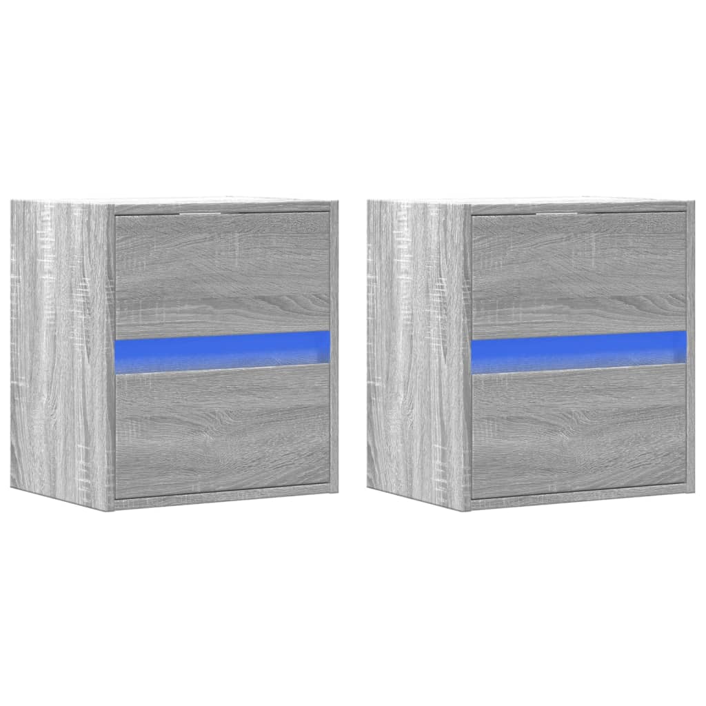 Έπιπλα Τοίχου Τηλ. με LED 2 Τεμ. Γκρι Sonoma 41x31x45 εκ.