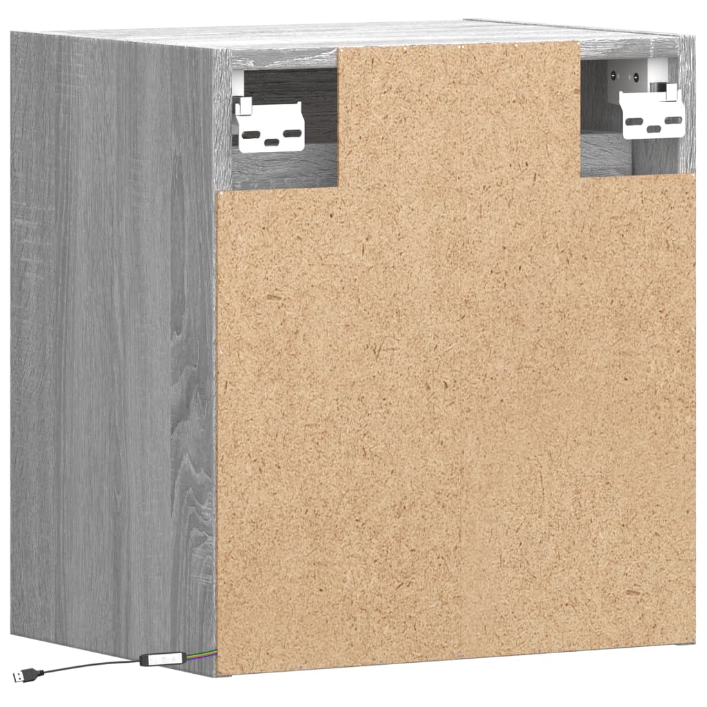 Έπιπλα Τοίχου Τηλ. με LED 2 Τεμ. Γκρι Sonoma 41x31x45 εκ.
