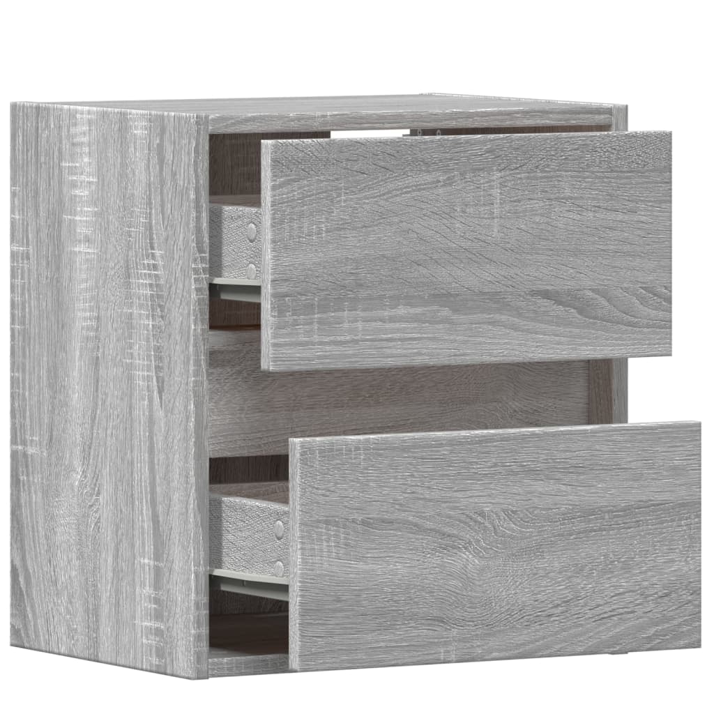 Έπιπλα Τοίχου Τηλ. με LED 2 Τεμ. Γκρι Sonoma 41x31x45 εκ.