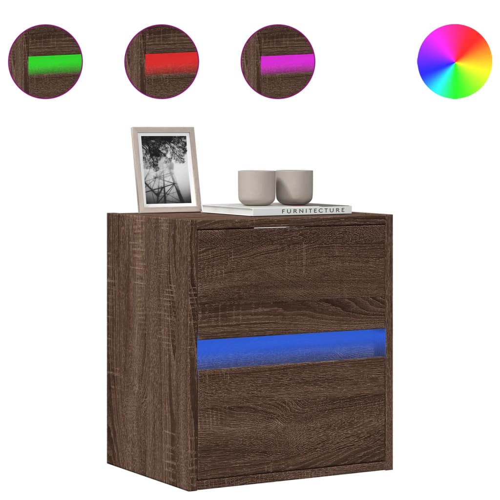 Έπιπλο Τοίχου Τηλεόρασης με LED Καφέ Δρυς 41x31x45 εκ. - Pakobazaar