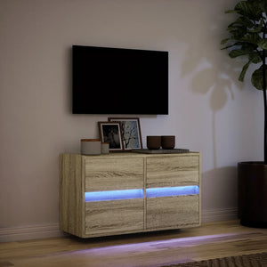 Έπιπλο Τοίχου Τηλεόρασης με LED Sonoma Δρυς 80x31x45 εκ. - Pakobazaar