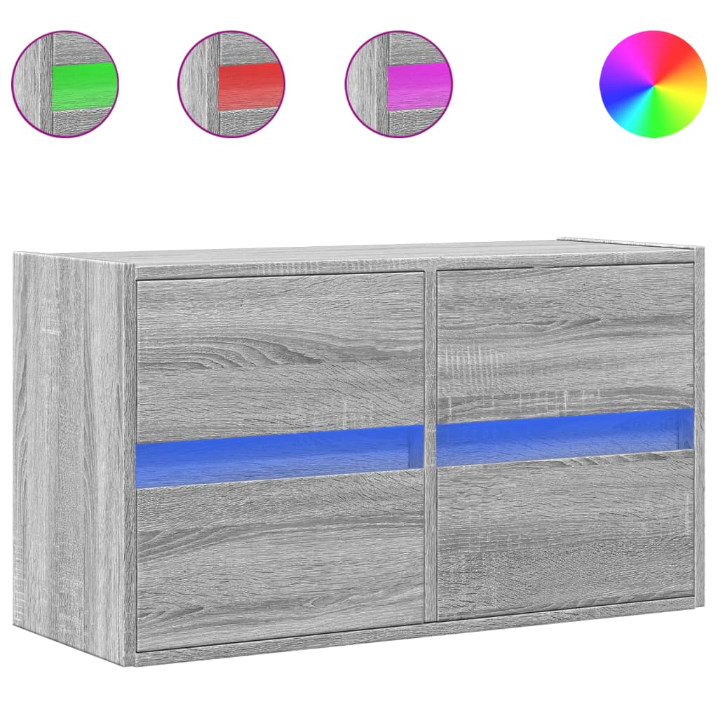 Έπιπλο Τοίχου Τηλεόρασης με LED Γκρι Sonoma 80x31x45 εκ. - Pakobazaar
