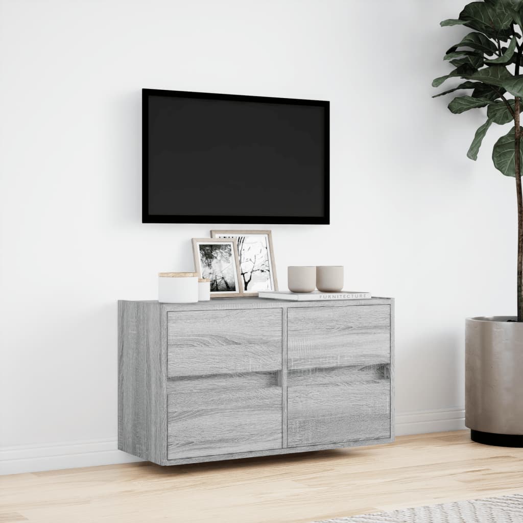 Έπιπλο Τοίχου Τηλεόρασης με LED Γκρι Sonoma 80x31x45 εκ. - Pakobazaar
