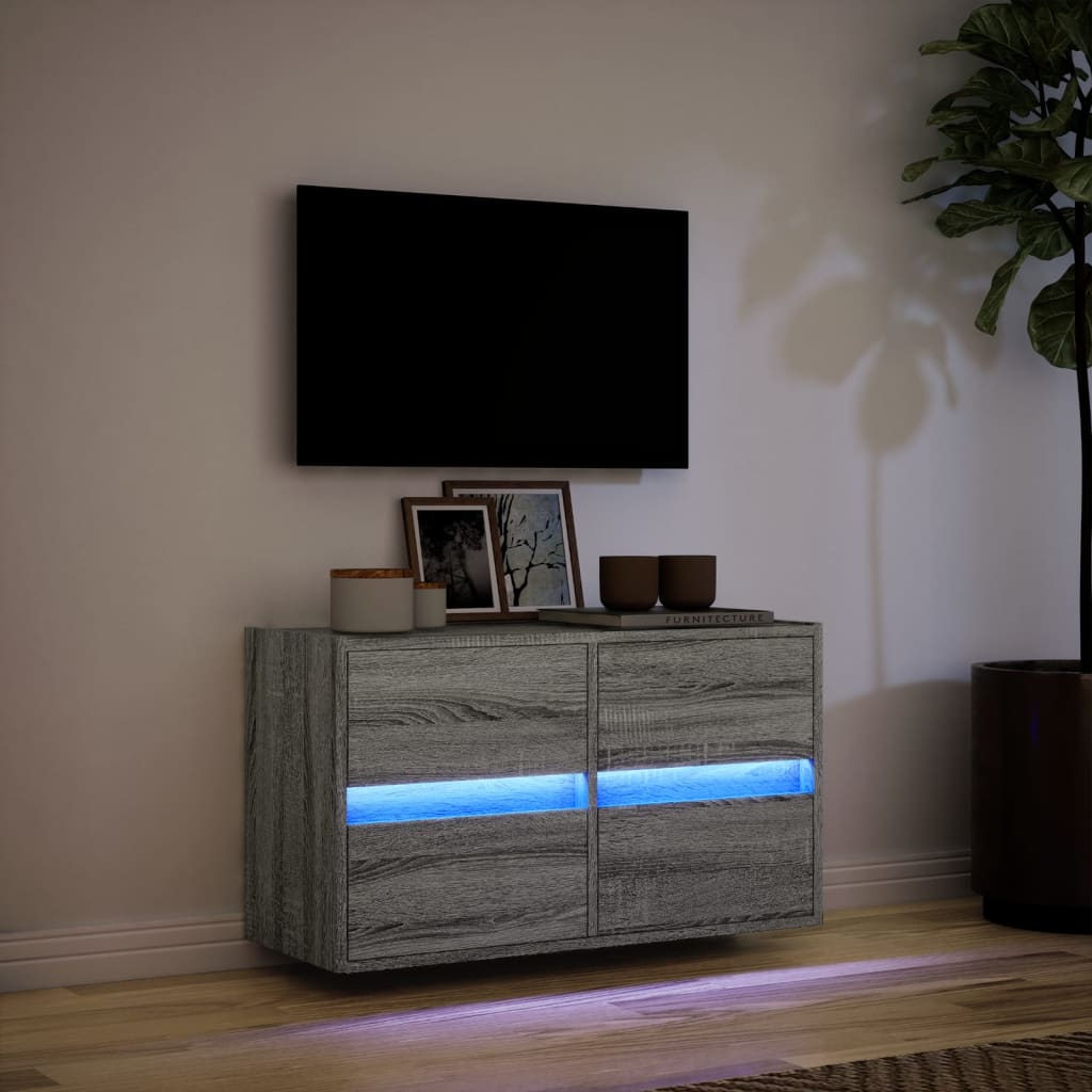 Έπιπλο Τοίχου Τηλεόρασης με LED Γκρι Sonoma 80x31x45 εκ. - Pakobazaar