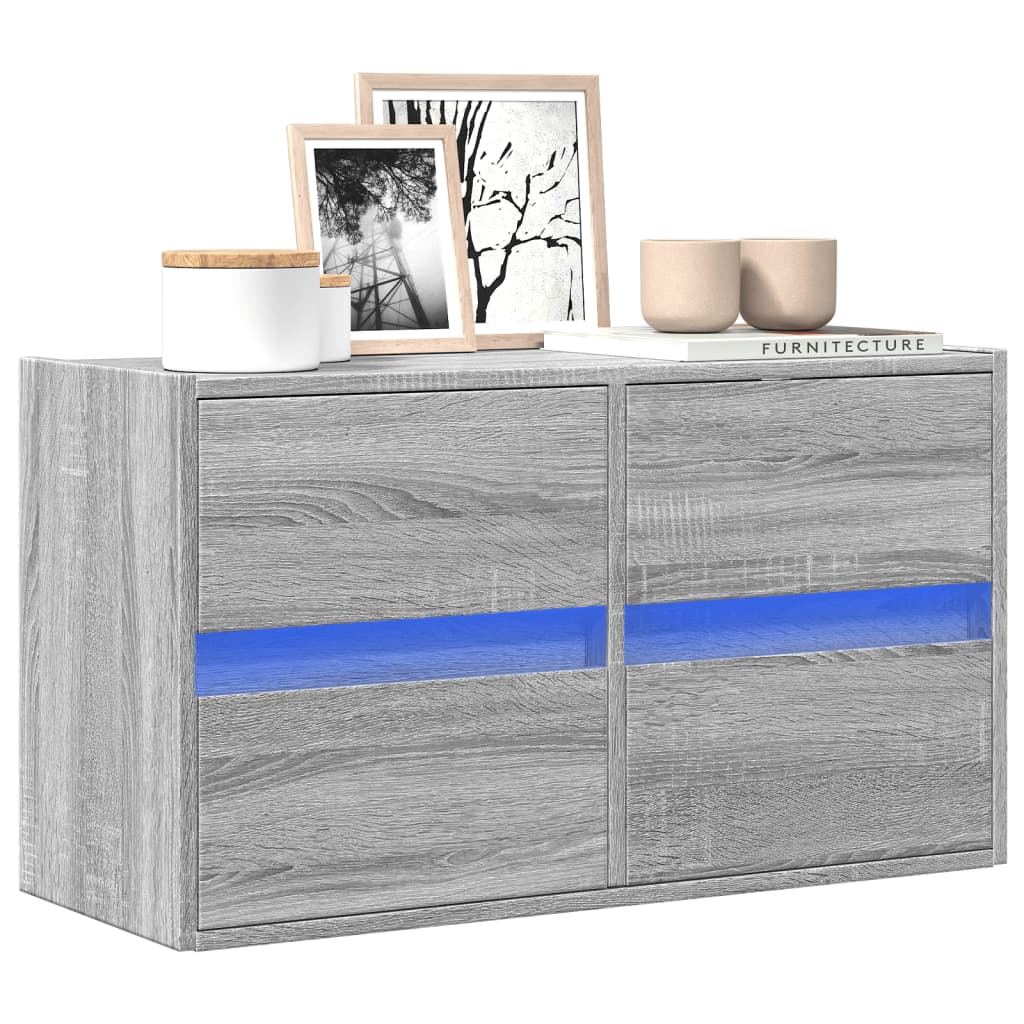 Έπιπλο Τοίχου Τηλεόρασης με LED Γκρι Sonoma 80x31x45 εκ. - Pakobazaar