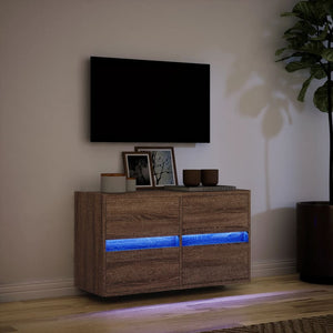 Έπιπλο Τοίχου Τηλεόρασης με LED Καφέ Δρυς 80x31x45 εκ. - Pakobazaar