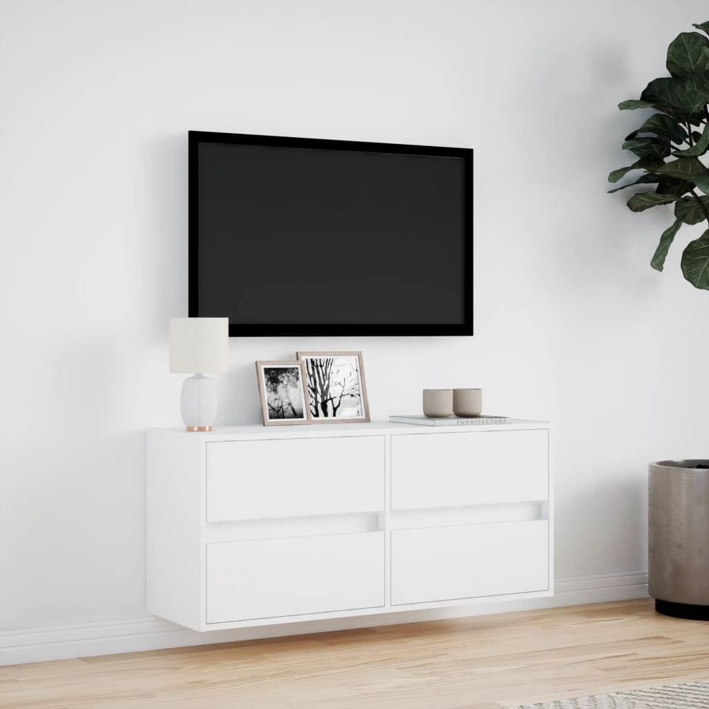 Έπιπλο Τοίχου Τηλεόρασης με LED Λευκό 100x31x45 εκ. - Pakobazaar