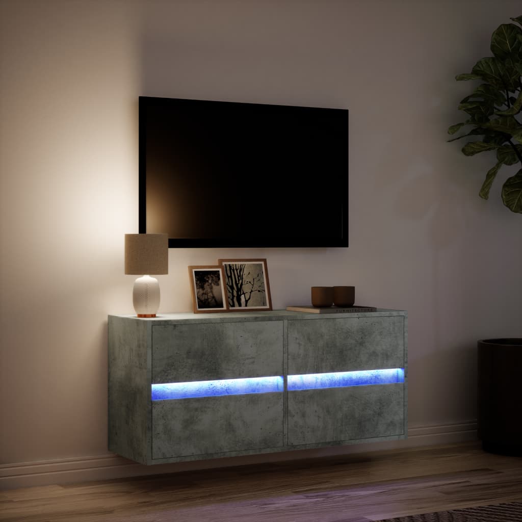 Έπιπλο Τηλεόρασης με LED Γκρι Σκυροδέματος 100x31x45 εκ. - Pakobazaar