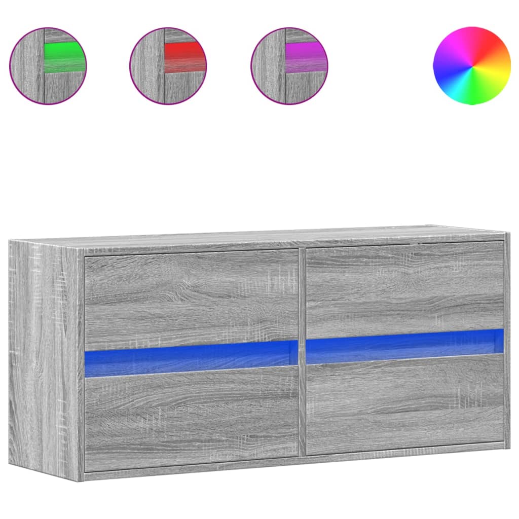Έπιπλο Τοίχου Τηλεόρασης με LED Γκρι Sonoma 100x31x45 εκ. - Pakobazaar