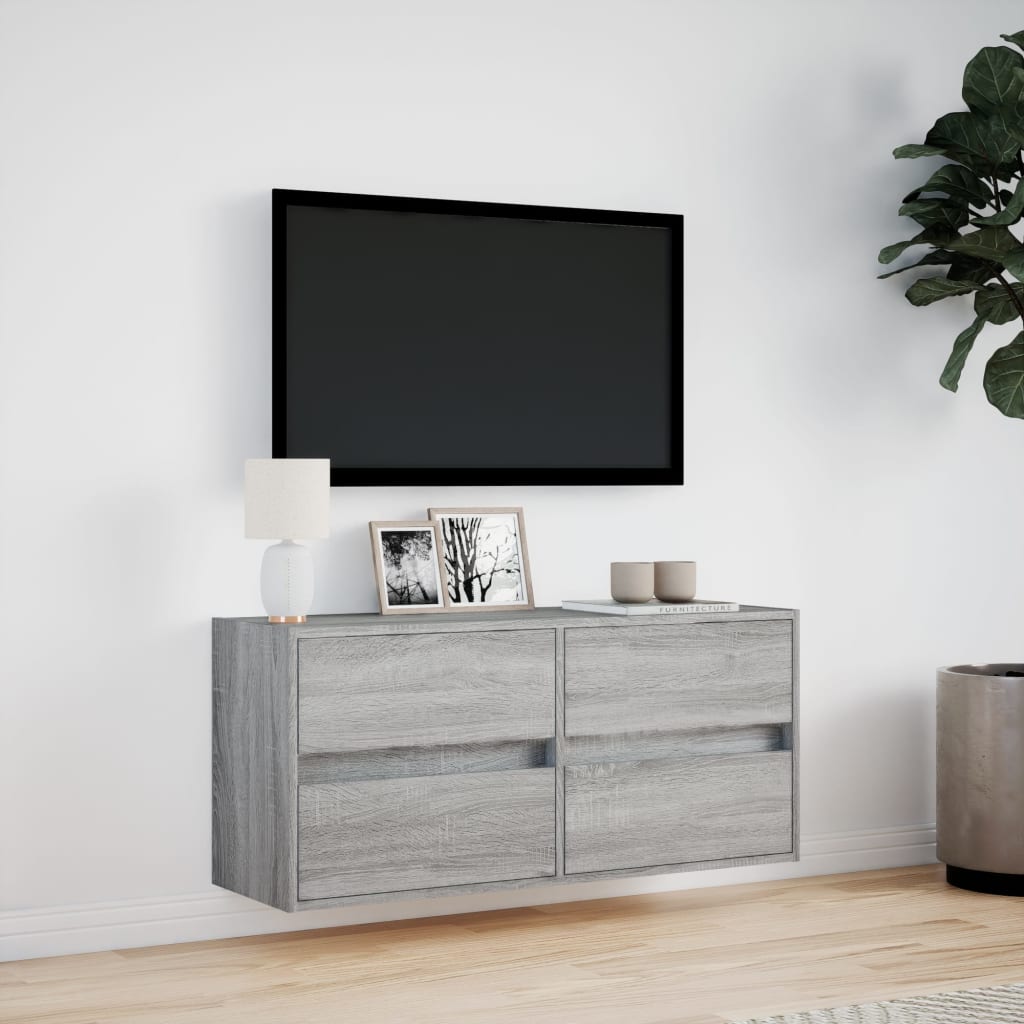 Έπιπλο Τοίχου Τηλεόρασης με LED Γκρι Sonoma 100x31x45 εκ. - Pakobazaar