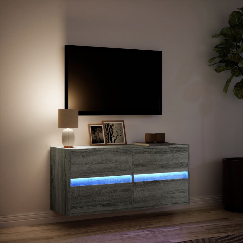 Έπιπλο Τοίχου Τηλεόρασης με LED Γκρι Sonoma 100x31x45 εκ. - Pakobazaar