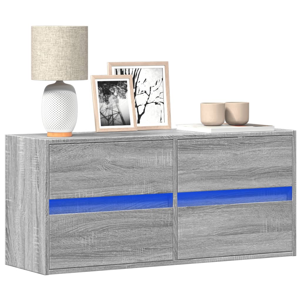 Έπιπλο Τοίχου Τηλεόρασης με LED Γκρι Sonoma 100x31x45 εκ. - Pakobazaar