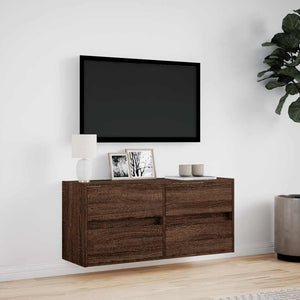 Έπιπλο Τοίχου Τηλεόρασης με LED Καφέ Δρυς 100x31x45 εκ. - Pakobazaar